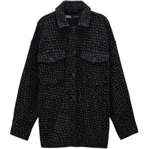 Zara black and silver tweed shacket